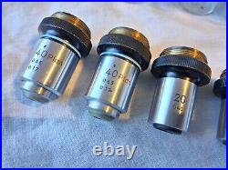 5 x Nikon Microscope Objectives With Original Plastic Cases-Nikon Plan-DLL-Etc