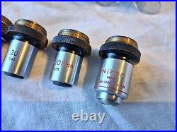 5 x Nikon Microscope Objectives With Original Plastic Cases-Nikon Plan-DLL-Etc