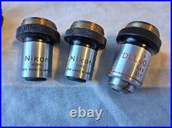 5 x Nikon Microscope Objectives With Original Plastic Cases-Nikon Plan-DLL-Etc