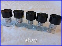 5 x Nikon Microscope Objectives With Original Plastic Cases-Nikon Plan-DLL-Etc