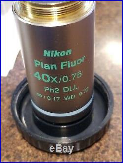 NIKON Plan Fluor 40x/0.75 Ph2 DLL Phase Contrast Eclipse Microscope Objective