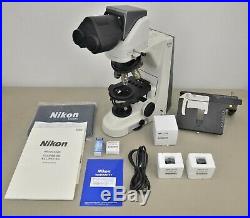 New Nikon Eclipse 50i Microscope with Nikon Plan 4x 10x 40x 100x Objectives & Case