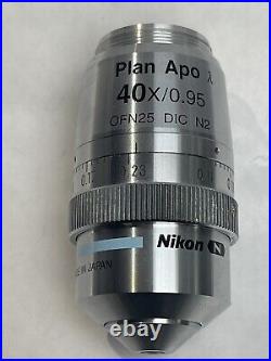 Nikon 40x Plan Apo Microscope Objective 0.11-0.23 N. A. 0.95 DIC N2 OFN25