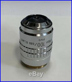 Nikon BD Plan 100X ELWD Microscope Objective 210mm Extra Long Working Distance