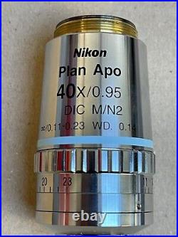 Nikon CFI 40x Plan Apo Microscope Objective 0.11-0.23 N. A. 0.95 DIC M/N2