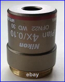 Nikon CFI 4X NA0.10 plan MRL00042 microscope objective