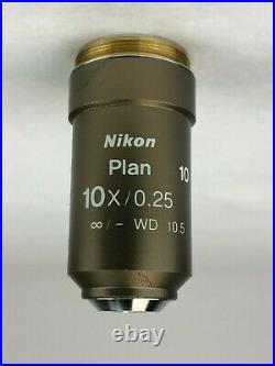 Nikon CFI Plan 10x / 0.25 Infinity Microscope Objective M25 Threads 110% Refund