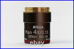 Nikon CFI Plan 4x 0.10 Eclipse E I Series Microscope Objective