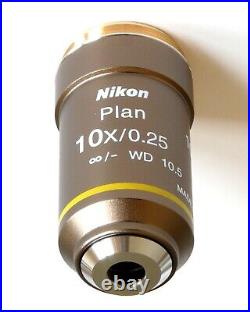 Nikon CFI Plan Achromat Microscope Objective. 10X Magnification. MRL00102