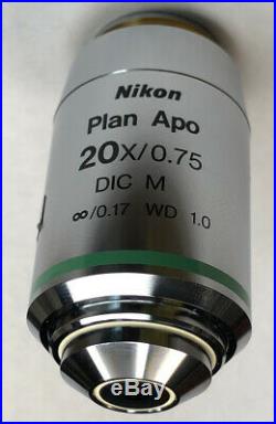 Nikon CFI Plan Apo 20X / 0.75 DIC M /0.17 WD 1.0 Microscope Objective 110%