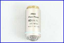 Nikon CFI Plan Fluor 40x 0.75 DIC M/N2 inf/0.17 WD 0.72 Microscope Lens 3609