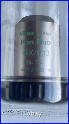 Nikon CFI Plan Fluor 4x / 0.13 phase contrast microscope objective