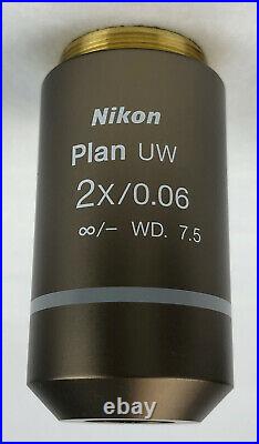 Nikon CFI Plan UW 2X/0.06 WD 7.5 Microscope Objective M25 Thread 105% Refund