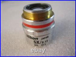 Nikon CF Plan 5X/0.13 / 0 EPI Microscope Objective, P/N 81800, WD 22.5mm