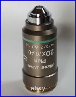 Nikon Eclipse Biological Microscope Objective Lens CFI Plan 20x/0.40 Japan