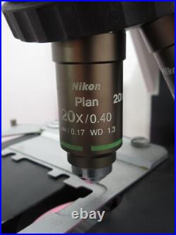 Nikon Eclipse E400 Bilogical Microscope 1x Plan 20x/0.40 Oil 1x 100x/1.25 Oil