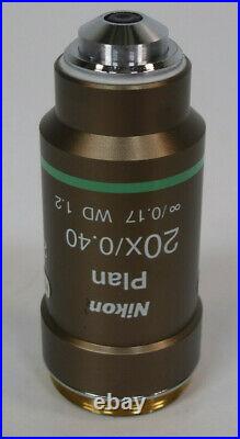 Nikon Microscope Objective Plan 20x/0.40 /0.17 WD 1.2 Hoffman Modulation 20x