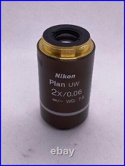 Nikon Microscope Objective Plan UW 2x/0.06 WD 7.5 Infinity/- Eclipse