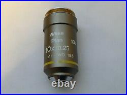 Nikon Plan 10X / 0.25 / WD 10.5. Nikon Eclipse Microscope Objective