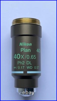 Nikon Plan 40x / 0.65, phase contrast, infinity microscope objective, Ph2 DL