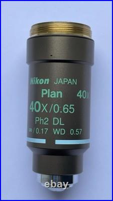 Nikon Plan 40x / 0.65, phase contrast, infinity microscope objective, Ph2 DL