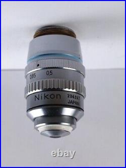 Nikon Plan 50x /. 85 Oil Microscope Objective 160 TL with Iris