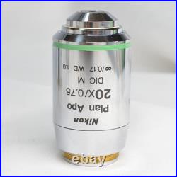 Nikon Plan Apo 20 0.75 Dic M / 0.17 Wd 1.0 Microscope Objective Lens Uncleaned U