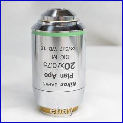 Nikon Plan Apo 20 0.75 Dic M / 0.17 Wd 1.0 Microscope Objective Lenscleaned Main