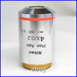 Nikon Plan Apo 4 0.2 Dic H Wd 15.7 Microscope Objective Lenscleaned Maintain Nikon Plan Apo 4 0.2 Dic H Wd 15.7 Microscope Objective Lenscleaned Maintain