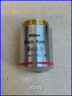 Nikon Plan Apo 4x / 0.2 inf/- WD 2.0 Microscope Objective