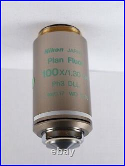 Nikon Plan FLUOR 100x Oil Ph3 DLL Phase CFI Eclipse Microscope Objective