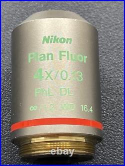 Nikon Plan FLUOR 4x 0.13 NA PhL DL Microscope Objective Lens
