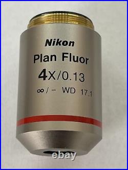 Nikon Plan FLUOR 4x 0.13 WD 17.1 Microscope Objective Lens