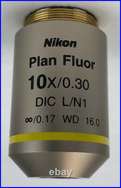 Nikon Plan Fluor 10X/0.30 DIC L/N1 /0.17 WD 16 Microscope Objective 105% Refund