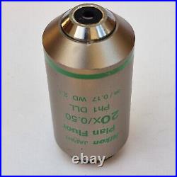 Nikon Plan Fluor 20x/0.50 Ph1 DLL WD 2.1 Infinity/0.17 Microscope Objective Lens Nikon Plan Fluor 20x/0.50 Ph1 DLL WD 2.1 Infinity/0.17 Microscope Objective Lens