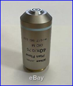 Nikon Plan Fluor 40x /. 75 /0.17 DIC M Eclipse Microscope Objective Eclipse