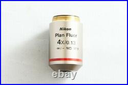Nikon Plan Fluor 4X/0.13 /- WD 17.1 Microscope Objective from Japan #2252