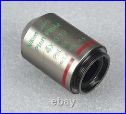 Nikon Plan Fluor 4x /0.13 PHL DL Phase Microscope Objective Lens, Made in Japan