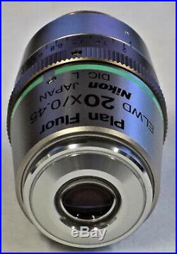 Nikon Plan Fluor Elwd 20x/0.45 DIC L /0-2 Wd 7.4 M25 Microscope Objective