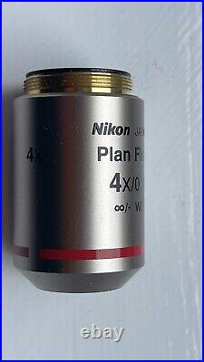 Nikon Plan Fluor microscope objective 4x 0.13, infinity / 0.17, WD 17.1