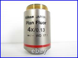Nikon plan fluor 4x/0.13 Infinite/- WD 17.1 Objective Lens Microscope Rare